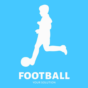 足球矢量标志。商标的形式一名足球运动员