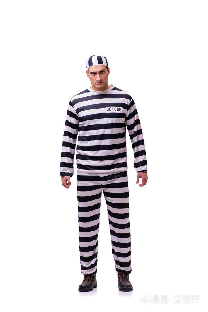 白色背景上孤立的人囚犯