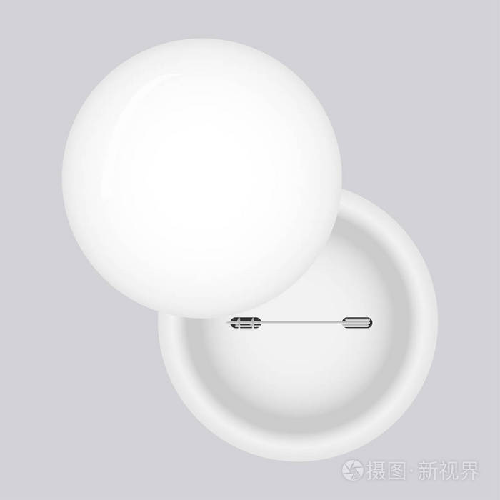 与双方的空白白色徽章矢量现实的例证逼真的模拟画板