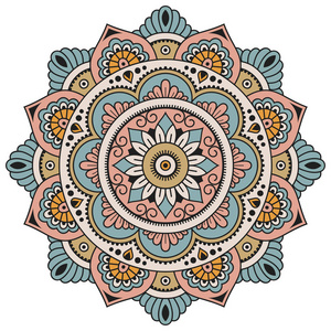 矢量彩色曼陀罗.曼海蒂风格照片