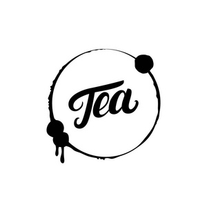 茶手写刻字标志 标签 徽章 会徽时溅起水花
