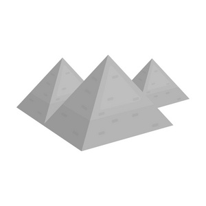 埃及金字塔图标在白色背景上孤立的单色风格。古代埃及象征股票矢量图