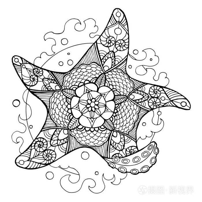 海星着色书为成年人矢量插画-正版商用图片0w4nwf-摄图新视界