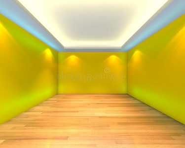 空房间黄墙