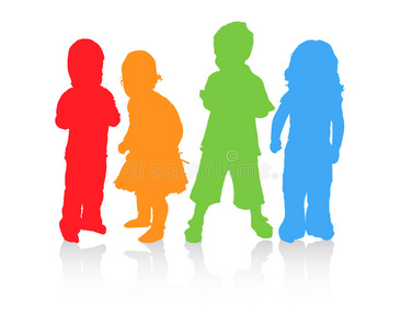 四个孩子的颜色不同。