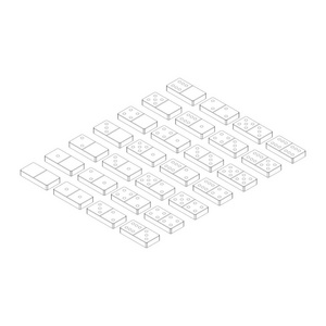 多米诺骨牌设置。白色背景上孤立