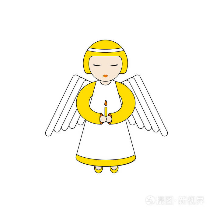 用一支蜡烛祈祷的天使字符