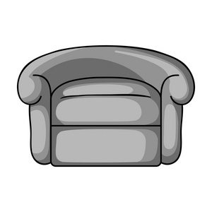 在白色背景上孤立的单色风格的扶手椅图标。家具和家居室内符号股票矢量图