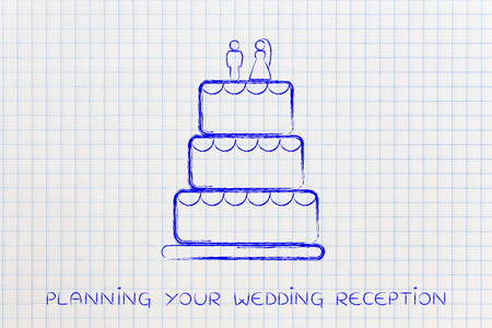 婚礼蛋糕的粉笔轮廓