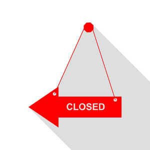 关闭的标志图。红色图标与平面样式阴影路径