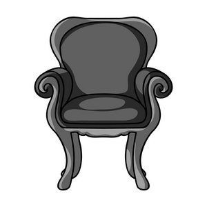 高背椅中孤立的白色背景上的黑白风格的图标。家具和家居室内符号股票矢量图