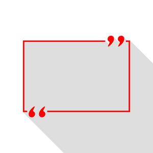 文本报价标志。红色图标与平面样式阴影路径