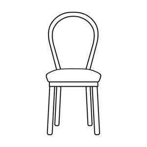 在白色背景上孤立的大纲样式的经典椅子图标。家具和家居室内符号股票矢量图