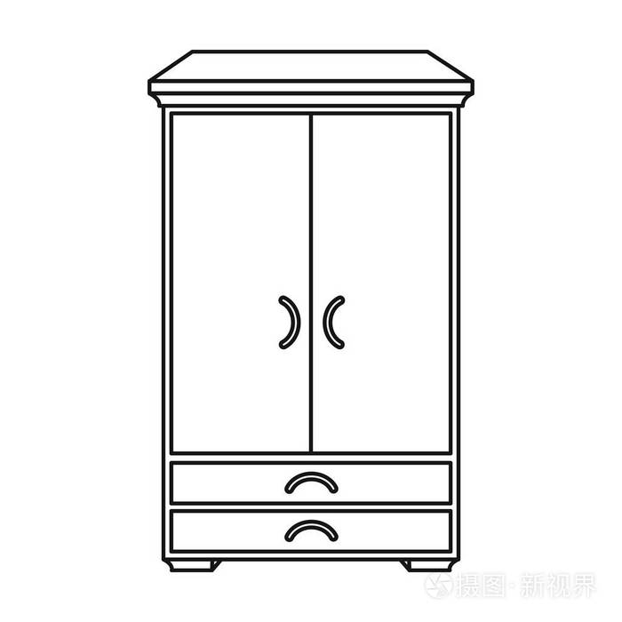 插画 在白色背景上孤立的大纲样式的壁橱图标.