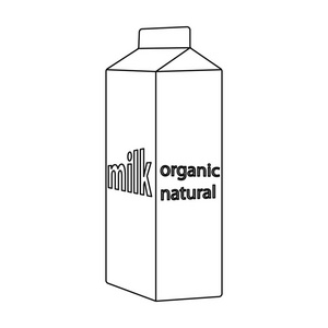 牛奶山墙顶纸箱包图标在白色背景上孤立的轮廓样式。牛奶产品和甜象征股票矢量图