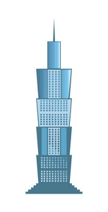 孤立在白色背景上的摩天大楼图标