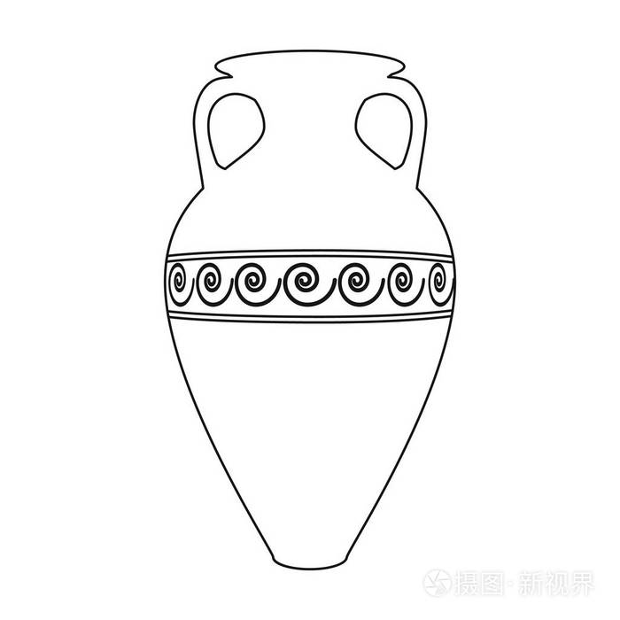 希腊陶瓶图标在白色背景上孤立的轮廓样式希腊符号股票矢量图
