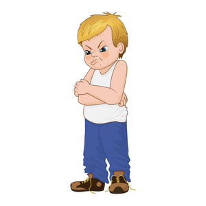 幼儿生气矢量图生气的小恶霸男孩脸上表现出不满情绪照片