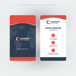 立式双面名片模板。矢量图。文具设计