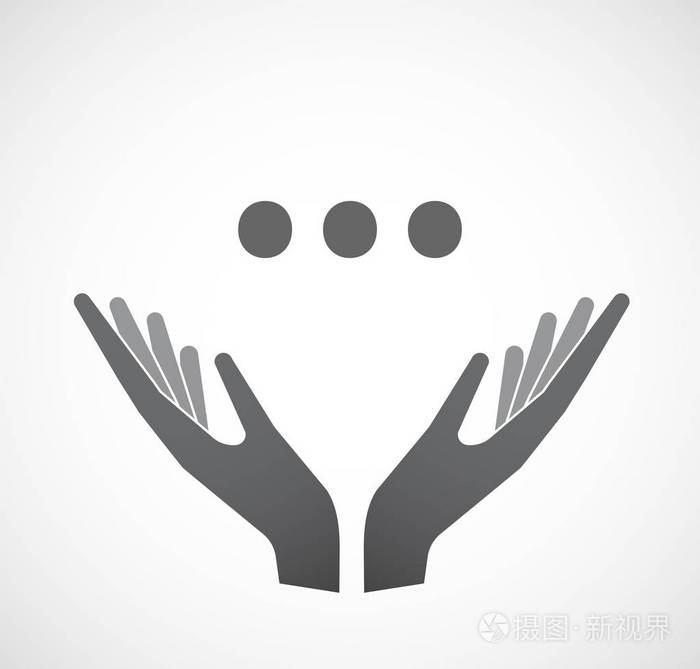 提供一个省略号正字标志的孤立的手
