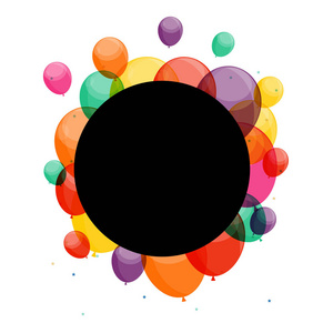 光亮的彩色气球与圆环框架