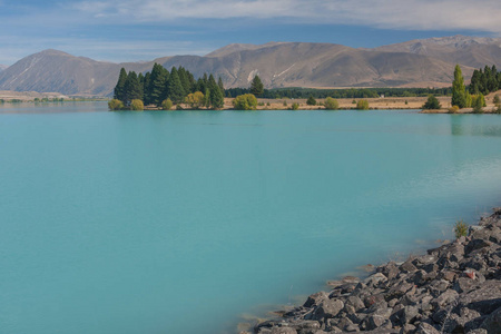 在新西兰湖的风景