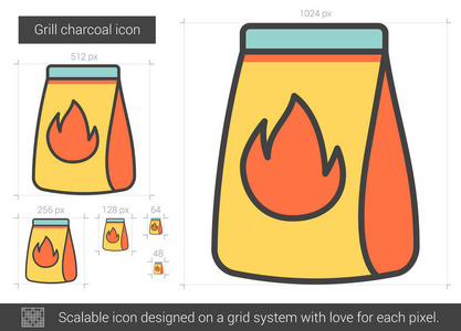 烧烤木炭线图标图片
