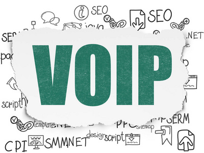 Web 发展理念 Voip 撕裂纸张背景上