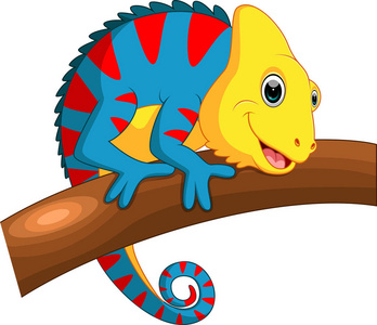 可爱的变色龙卡通照片