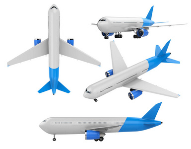 白色和蓝色模拟飞机