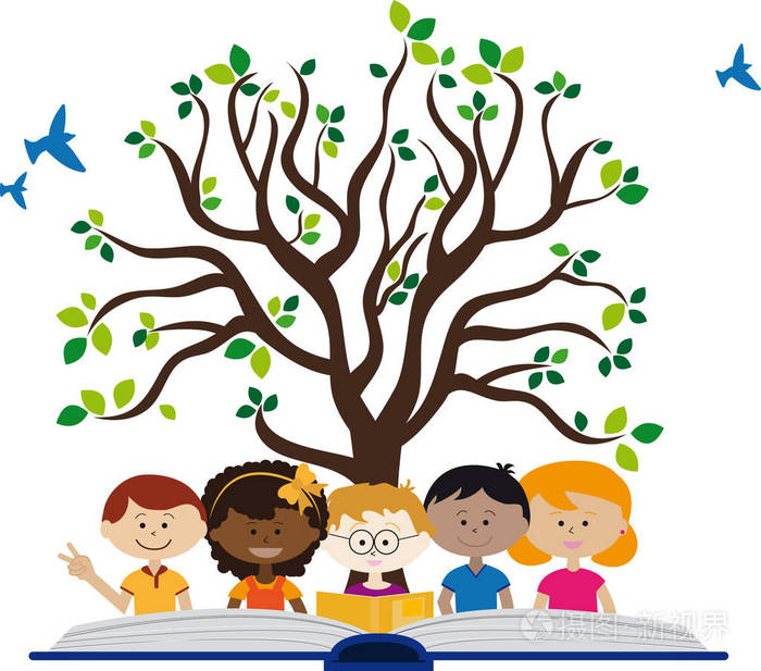 一本打开的书与智慧树儿童
