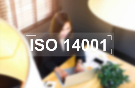 关于工作的背景妇女的概念 Iso 14001 消息。复古色调