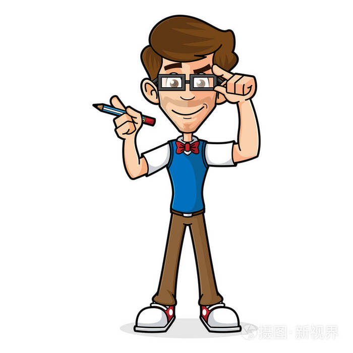 拿着眼镜的书呆子家伙