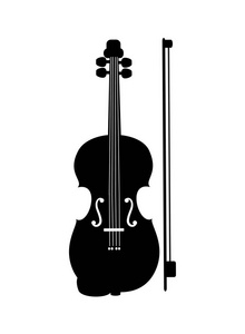 小提琴黑色图标，在白色背景上孤立
