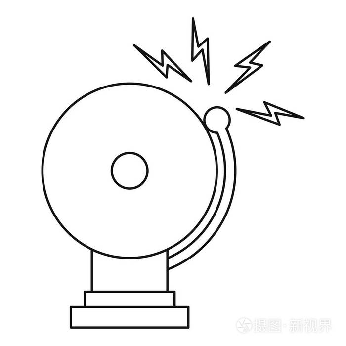 响了报警铃图标,大纲样式插画-正版商用图片0w7ibn-摄图新视界
