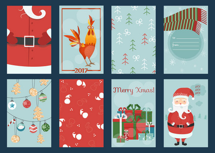 快乐圣诞贺卡，圣诞老人，鹿，圣诞装饰