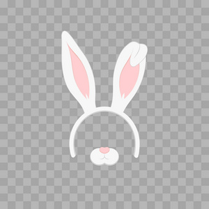 面具矢量插画卡通节日宠物装饰有趣的党野兔符号复活节兔子耳朵面具套