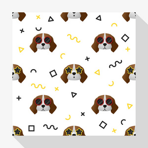 动物无缝模式集合 beagle 犬，矢量图