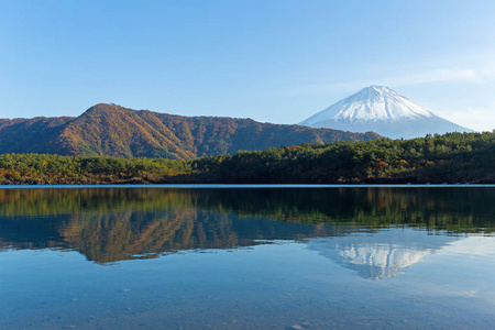 西湖湖和富士山图片