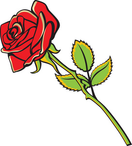 红玫瑰卡通风格的插图。装饰纹身