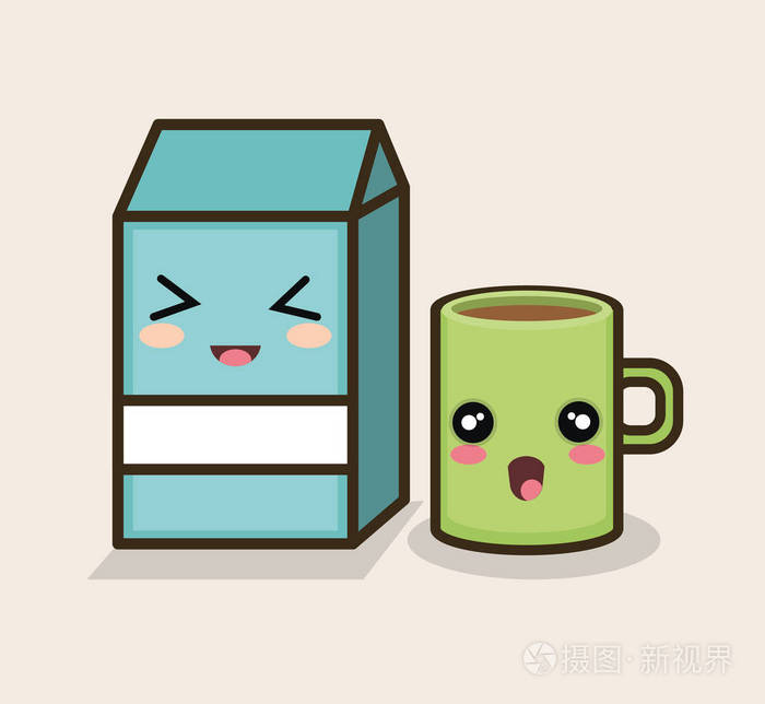 设置卡通早餐牛奶杯设计