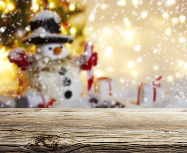 空白的木架子和圣诞节背景图片