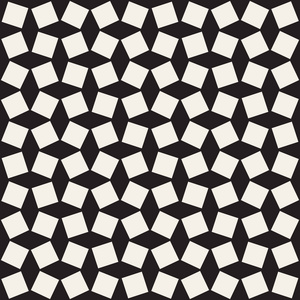 矢量无缝黑色和白色方形菱形几何图案平铺