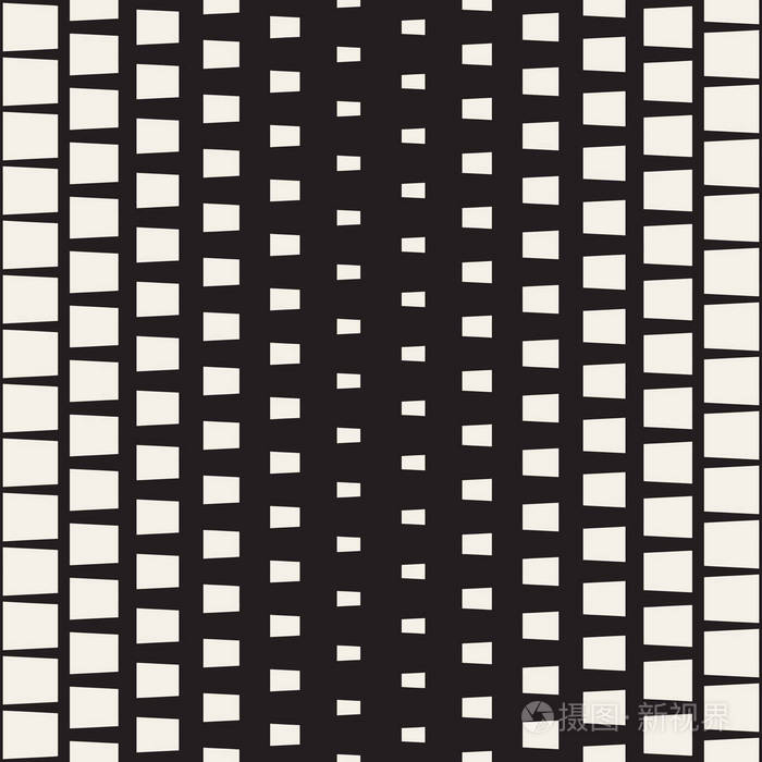 矢量无缝黑色和白色矩形半色调几何网格模式