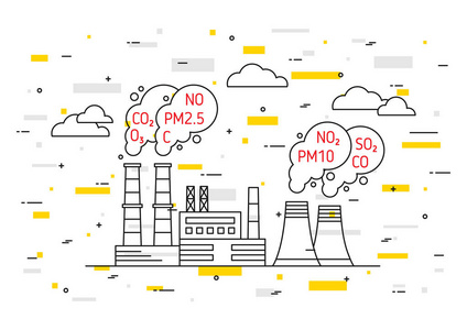 工厂污染大气矢量图