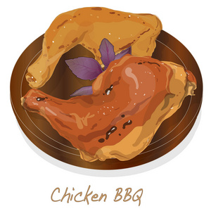 孤立的鸡肉烧烤。 插图