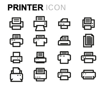 矢量行式打印机图标集