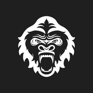 大猩猩头标志为体育俱乐部或团队.动物吉祥物标识.模板.矢量图照片