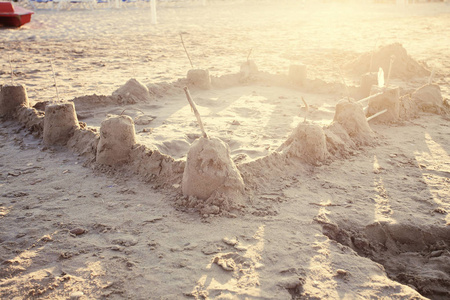 在海滩上的沙子城堡