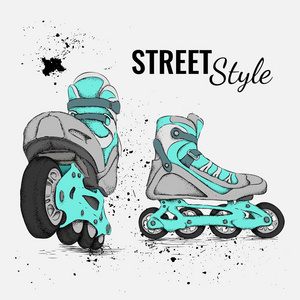 溜冰鞋矢量图片-溜冰鞋矢量素材-溜冰鞋矢量插画-摄图新视界